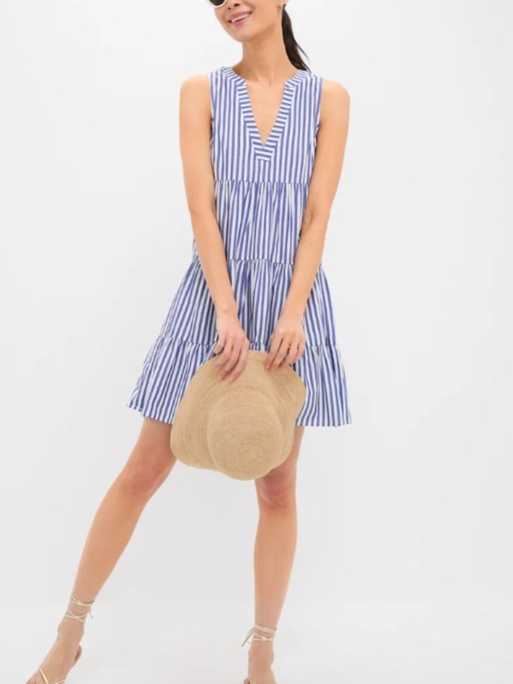 Tuckernuck Blue and White Stripe Sleeveless Cotton Kenzo Dress | Size Medium
